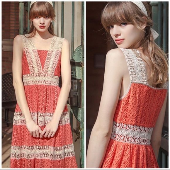 🆕 RYU A’REVE | EMBROIDERED A-LINE DRESS | CORAL BEIGE - Picture 1 of 4